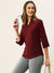 Zola Maroon Georgette Shirt Collar 3/4th Sleeves Formal Wear Shirt For Women
