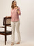 Zola Onion Georgette Shirt Collar 3/4th Sleeves Formal Wear Shirt For Women