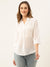 Zola White Georgette Shirt Collar 3/4th Sleeves Formal Wear Shirt For Women