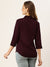 Zola Wine Georgette Shirt Collar 3/4th Sleeves Formal Wear Shirt For Women