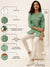 Mandarin Collar Traditional Ethnic Print Green Tunic