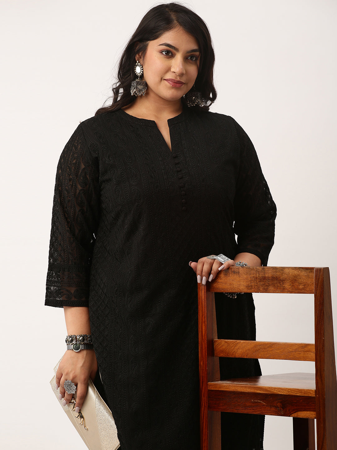 Plus Size Lucknowi Chikankari Kurta For Women