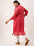 Coral Plus Size Embroidered Georgette Kurta For Women