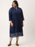 ZOLA Navy Blue Paisley Embroidered Georgette Lucknowi Chikankari Kurta For Women