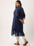 ZOLA Navy Blue Paisley Embroidered Georgette Lucknowi Chikankari Kurta For Women