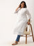 ZOLA White Paisley Embroidered Georgette Lucknowi Chikankari Kurta For Women