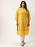 Yellow Plus Size Georgette Lucknowi Chikankari Kurta For Women
