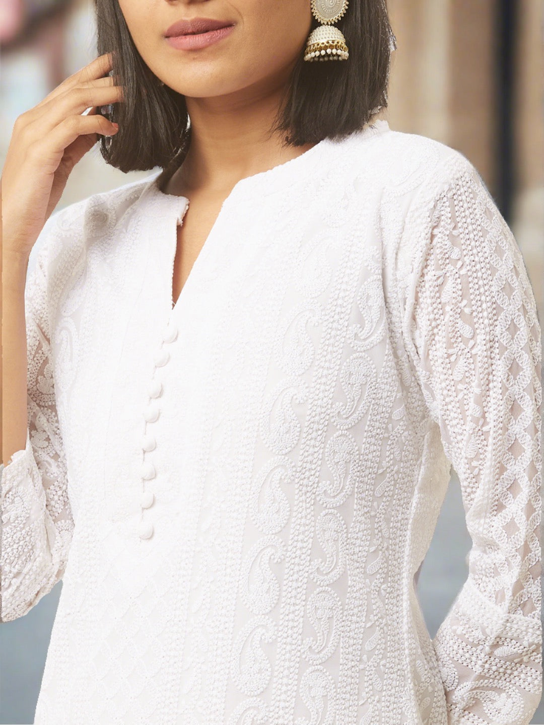 Buy White Kurtis  Tunics for Women by PARAMOUNT CHIKAN Online  Ajiocom