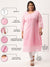 Baby Pink Plus SIze Georgette Paisely Embroidery Ethnic Wear Kurta