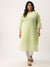 Light Green Georgette Paisely Embroidery Plus Size Kurta For Women