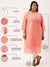 ZOLA Peach Georgette Round Neck 3/4th sleeves  Paisely Embroidery Ethnic Wear Kurta For Women