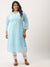 Sky Blue Georgette Paisely Embroidery Plus Size Ethnic Wear Kurta For Women