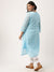 Sky Blue Georgette Paisely Embroidery Plus Size Kurta For Women