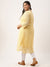 ZOLA Yellow Georgette Round Neck 3/4th sleeves  Paisely Embroidery Ethnic Wear Kurta For Women