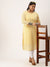 ZOLA Yellow Georgette Round Neck 3/4th sleeves  Paisely Embroidery Ethnic Wear Kurta For Women