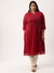 Maroon Plus Size Chikankari Embroidery Ethnic Wear Kurta for Women