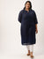 Navy Blue Plus Size Georgette Chikankari Embroidery Ethnic Wear Kurta for Women