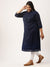 Navy Blue Plus Size Chikankari Embroidery Ethnic Wear Kurta for Women