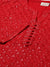 Red Plus Size Georgette Chikankari Embroidery Kurta for Women