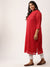 Red Plus Size Chikankari Embroidery Ethnic Wear Kurta for Women