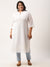 White Plus Size Georgette Chikankari Embroidery Kurta for Women
