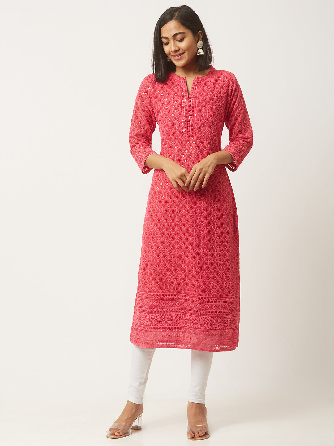 Magenta Embroidery Ethnic Wear Kurta