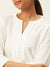Zola  cotton Mandarin Collar 3/4th Sleeves White Chikankari Embroidered Kurta for Women