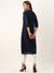 Georgette Embroidery Navy Blue Straight Kurta For Women
