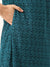 Mandarin Collar Georgette Embroidery Teal Straight Kurta