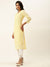 ZOLA Exclusive Round Neck Georgette All over Chikankari Embroidery Calf Length 3/4th Sleeves Yellow Straight Kurta For Women