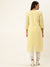 ZOLA Exclusive Round Neck Georgette All over Chikankari Embroidery Calf Length 3/4th Sleeves Yellow Straight Kurta For Women