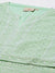 ZOLA  Mandarin Collar Georgette All Over Chikankari Embroidery Pista Green Flared Dress For Women