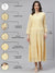 ZOLA  Mandarin Collar Georgette All Over Chikankari Embroidery Yellow Flared Dress For Women