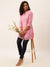Mandarin Collar Chikankari Embroidery Pink Straight Tunic For Women