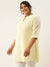 ZOLA Mandarin Collar Georgette All over Chickankari Embroidery Lemon Straight Tunic For Women