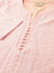 ZOLA Mandarin Collar Georgette All over Chickankari Embroidery Peach Straight Tunic For Women