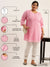ZOLA Round Neck Georgette All over Chickankari Embroidery Pink Straight Tunic For Women