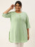 ZOLA Round Neck Georgette All over Chickankari Embroidery Pista Green Straight Tunic For Women
