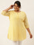 ZOLA Round Neck Georgette All over Chickankari Embroidery Yellow Straight Tunic For Women