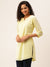Georgette Chickankari Embroidery Lemon Tunic For Women