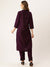 ZOLA Mandarin Collar Chanderi Silk Fabric All Over Chikankari Embroidery With Sequin Work Purple Kurta Set For Women