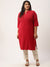Maroon Rayon Plus Size Chikankari Embroidery Ethnic Wear Kurta For Women