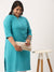 Rama Green Plus Size Chikankari Kurta For Women