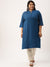 Teal Rayon Plus Size Chikankari Embroidery Ethnic Wear Kurta For Women