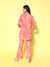 ZOLA Exclusive Collar Neck Cotton All Over Floral Print Peach Straight Co-Ord Set For Women
