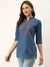 Denim Embroidery Dx Blue Color Straight Tunic For Women