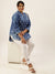 ZOLA Exclusive Mandarin Collar Denim Fabric All Over Floral Block Print Hip Length Dx Blue Color Straight Tunic For Women