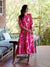 Floral Print Coral Fit & Flare Kurta For Women