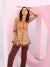 ZOLA Exclusive Mandarin Collar Georgette All Over Ethnic Print Fawn Straight Tunic For Women