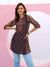 Ethnic Print Brown Straight Tunic For Women